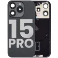 Back Glass With Steel Plate With Wireless NFC Charging MagSafe Magnet & Flashlight Flex Compatible For iPhone 15 Pro (Used OEM Pull: Grade A) (Black Titanium)