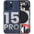 Back Housing W/ Small Pre-Installed Compatible For iPhone 15 Pro (US Version) (Used OEM Pull: Grade A) (Blue Titanium)