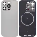 Back Glass With Steel Plate With MagSafe Magnet Pre-Installed Compatible For iPhone 15 Pro (No Logo) (Natural Titanium)