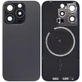 Back Glass With Steel Plate With MagSafe Magnet Pre-Installed Compatible For iPhone 15 Pro (No Logo) (Black Titanium)
