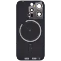 Back Glass With Steel Plate With MagSafe Magnet Pre-Installed Compatible For iPhone 15 Pro (No Logo) (Black Titanium)