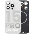 Back Glass With Steel Plate With MagSafe Magnet Pre-Installed Compatible For iPhone 15 Pro (No Logo) (White Titanium)