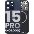 Back Glass With Steel Plate With MagSafe Magnet Pre-Installed Compatible For iPhone 15 Pro (No Logo) (Blue Titanium)