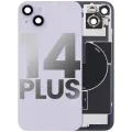 Back Glass With Steel Plate With Wireless NFC Charging MagSafe Magnet & Flashlight Flex Compatible For iPhone 14 Plus (Used OEM Pull: Grade A) (Purple)