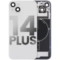 Back Glass With Steel Plate With Wireless NFC Charging MagSafe Magnet & Flashlight Flex Compatible For iPhone 14 Plus (Used OEM Pull: Grade A) (Starlight)