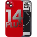 Back Glass With Steel Plate With Wireless NFC Charging MagSafe Magnet & Flashlight Flex Compatible For iPhone 14 Plus (Used OEM Pull: Grade A) (Red)