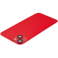 Back Glass With Steel Plate With Wireless NFC Charging MagSafe Magnet & Flashlight Flex Compatible For iPhone 14 Plus (Used OEM Pull: Grade A) (Red)