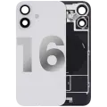 Back Glass With Steel Plate With Wireless NFC Charging MagSafe Magnet & Flashlight Flex Compatible For iPhone 16 (Used OEM Pull: Grade B) (White)