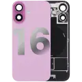 Back Glass With Steel Plate With Wireless NFC Charging MagSafe Magnet & Flashlight Flex Compatible For iPhone 16 (Used OEM Pull: Grade B) (Pink)