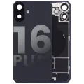 Back Glass With Steel Plate With Wireless NFC Charging MagSafe Magnet & Flashlight Flex Compatible For iPhone 16 Plus (Used OEM Pull: Grade B) (Black)