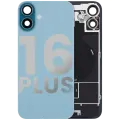 Back Glass With Steel Plate With Wireless NFC Charging MagSafe Magnet & Flashlight Flex Compatible For iPhone 16 Plus (Used OEM Pull: Grade B) (Teal)