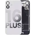 Back Glass With Steel Plate With Wireless NFC Charging MagSafe Magnet & Flashlight Flex Compatible For iPhone 16 Plus (Used OEM Pull: Grade A) (White)