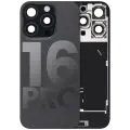 Back Glass With Steel Plate With Wireless NFC Charging MagSafe Magnet & Flashlight Flex Compatible For iPhone 16 Pro (Used OEM Pull: Grade B) (Black Titanium)