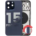 Back Housing W/ Small Pre-Installed Compatible For iPhone 15 Pro Max (International Version) (Used OEM Pull: Grade A) (Blue Titanium)