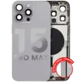 Back Housing W/ Small Pre-Installed Compatible For iPhone 15 Pro Max (International Version) (Used OEM Pull: Grade A) (Natural Titanium)