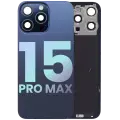 Back Glass With Steel Plate With Wireless NFC Charging MagSafe Magnet & Flashlight Flex Compatible For IPhone 15 Pro Max (Service Pack) (Blue Titanium)