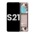 OLED Assembly With Frame Compatible For Samsung Galaxy S21 5G (Used OEM Pull: Grade B/C) (Phantom White)