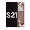 OLED Assembly With Frame Compatible For Samsung Galaxy S21 5G (Used OEM Pull: Grade A) (Phantom Pink)