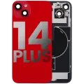 Back Glass With Steel Plate With Wireless NFC Charging MagSafe Magnet & Flashlight Flex Compatible For iPhone 14 Plus (Used OEM Pull: Grade B) (Red)