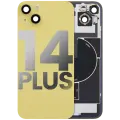 Back Glass With Steel Plate With Wireless NFC Charging MagSafe Magnet & Flashlight Flex Compatible For iPhone 14 Plus (Used OEM Pull: Grade B) (Yellow)