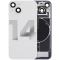 Back Glass With Steel Plate With Wireless NFC Charging MagSafe Magnet & Flashlight Flex Compatible For iPhone 14 (Used OEM Pull: Grade B) (Starlight)