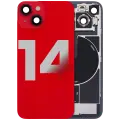 Back Glass With Steel Plate With Wireless NFC Charging MagSafe Magnet & Flashlight Flex Compatible For iPhone 14 (Used OEM Pull: Grade B) (Red)
