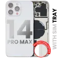 Back Housing W/ Small Pre-Installed Compatible For iPhone 14 Pro Max (International Version) (Used OEM Pull: Grade A) (Silver)