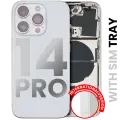 Back Housing W/ Small Pre-Installed Compatible For iPhone 14 Pro (International Version) (Used OEM Pull: Grade A) (Silver)