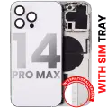 Back Housing W/ Small Pre-Installed Compatible For iPhone 14 Pro Max (International Version) (Aftermarket Plus) (Silver)