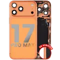 Back Housing W/ Charging Port Flex & Small Parts Compatible For iPhone 17 Pro Max (US Version) (Used OEM Pull: Grade A) (Cosmic Orange)