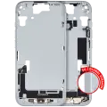 Mid-Frame Housing  W/ Charging Port Flex & Small Parts  For iPhone 15 (EU / Global Version) (Used OEM Pull: Grade C) (Blue)