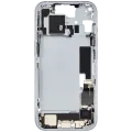 Mid-Frame Housing  W/ Charging Port Flex & Small Parts  For iPhone 15 (EU / Global Version) (Used OEM Pull: Grade C) (Blue)
