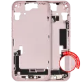 Mid-Frame Housing  W/ Charging Port Flex & Small Parts  For iPhone 15 (EU / Global Version) (Used OEM Pull: Grade C) (Pink)