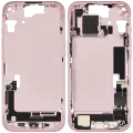 Mid-Frame Housing  W/ Charging Port Flex & Small Parts  For iPhone 15 (EU / Global Version) (Used OEM Pull: Grade C) (Pink)
