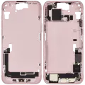 Mid-Frame Housing  W/ Charging Port Flex & Small Parts  For iPhone 15 Plus (EU / Global Version) (Used OEM Pull: Grade B) (Pink)