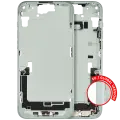 Mid-Frame Housing  W/ Charging Port Flex & Small Parts  For iPhone 15 Plus (EU / Global Version) (Used OEM Pull: Grade C) (Green)