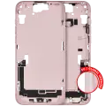Mid-Frame Housing  W/ Charging Port Flex & Small Parts  For iPhone 15 Plus (EU / Global Version) (Used OEM Pull: Grade C) (Pink)
