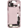 Mid-Frame Housing  W/ Charging Port Flex & Small Parts  For iPhone 15 Plus (EU / Global Version) (Used OEM Pull: Grade C) (Pink)