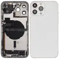 Back Housing W/ Charging Port Flex & Small Parts  For iPhone 13 Pro Max (US Version) (Used OEM Pull: Grade C) (Silver)