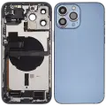 Back Housing W/ Charging Port Flex & Small Parts  For iPhone 13 Pro Max (US Version) (Used OEM Pull: Grade B) (Sierra Blue)