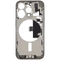 Mid-Frame Housing  W/ Charging Port Flex & Small Parts  For iPhone 15 Pro (US Version) (Used OEM Pull: Grade A) (Natural Titanium)