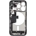 Mid-Frame Housing  W/ Charging Port Flex & Small Parts  For iPhone 15 Pro (US Version) (Used OEM Pull: Grade C) (Blue Titanium)