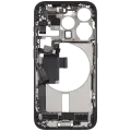 Mid-Frame Housing  W/ Charging Port Flex & Small Parts  For iPhone 15 Pro (US Version) (Used OEM Pull: Grade B) (Black Titanium)