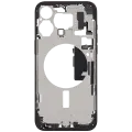 Mid-Frame Housing W/ Charging Port Flex & Small Parts  For iPhone 15 Pro Max (EU / Global Version) (Used OEM Pull: Grade A) (Black Titanium)