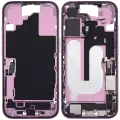 Mid-Frame Housing  W/ Charging Port Flex & Small Parts  For iPhone 16 (US Version) (Used OEM Pull: Grade B) (Pink)