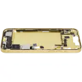 Mid-Frame Housing  W/ Charging Port Flex & Small Parts  For iPhone 14 Plus (US Version) (Used OEM Pull: Grade B) (Yellow)
