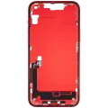 Mid-Frame Housing  W/ Charging Port Flex & Small Parts  For iPhone 14 Plus (US Version) (Used OEM Pull: Grade C) (Red)