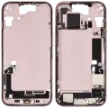 Mid-Frame Housing  W/ Charging Port Flex & Small Parts  For iPhone 15 (US Version) (Used OEM Pull: Grade C) (Pink)