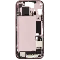 Mid-Frame Housing  W/ Charging Port Flex & Small Parts  For iPhone 15 (US Version) (Used OEM Pull: Grade C) (Pink)