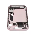 Mid-Frame Housing  W/ Charging Port Flex & Small Parts  For iPhone 15 (US Version) (Used OEM Pull: Grade C) (Pink)